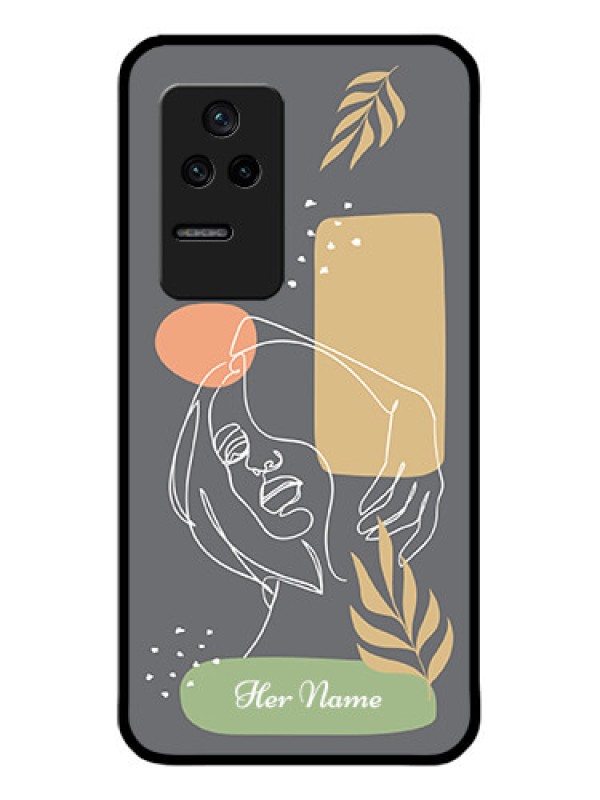 Custom Poco F4 5G Custom Glass Phone Case - Gazing Woman line art Design