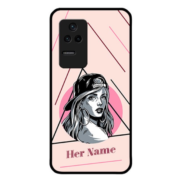 Poco F4 5G Personalized Glass Phone Case - Rockstar Girl Design