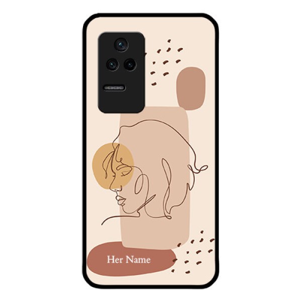 Poco F4 5G Photo Printing on Glass Case - Calm Woman line art Design Poco F4 5G Photo Printing on Glass Case - Calm Woman line art Design