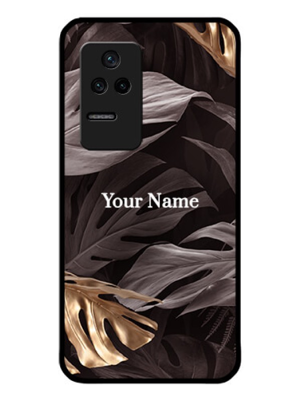 Custom Poco F4 5G Personalised Glass Phone Case - Wild Leaves digital paint Design