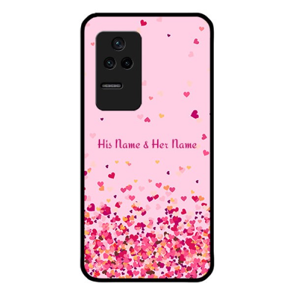 Poco F4 5G Photo Printing on Glass Case - Floating Hearts Design