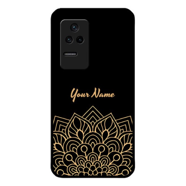 Poco F4 5G Custom Glass Phone Case - Golden mandala Design