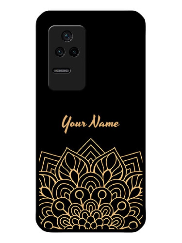 Custom Poco F4 5G Custom Glass Phone Case - Golden mandala Design