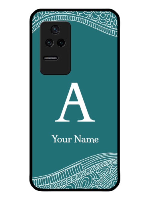 Custom Poco F4 5G Personalized Glass Phone Case - line art pattern with custom name Design