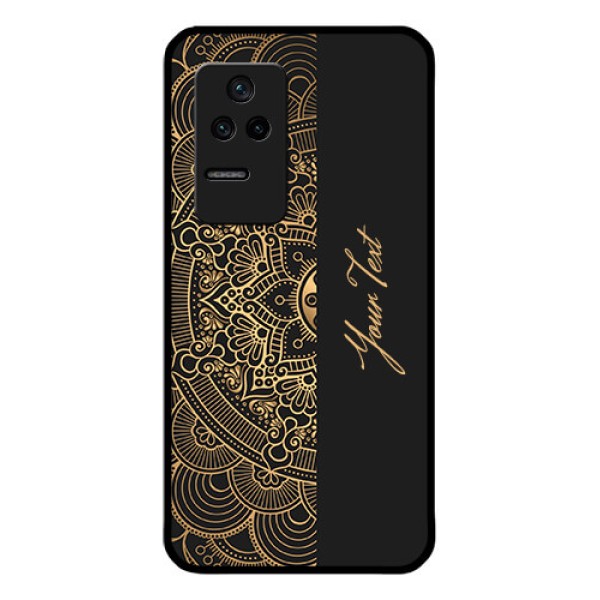 Poco F4 5G Photo Printing on Glass Case - Mandala art with custom text Design Poco F4 5G Photo Printing on Glass Case - Mandala art with custom text Design