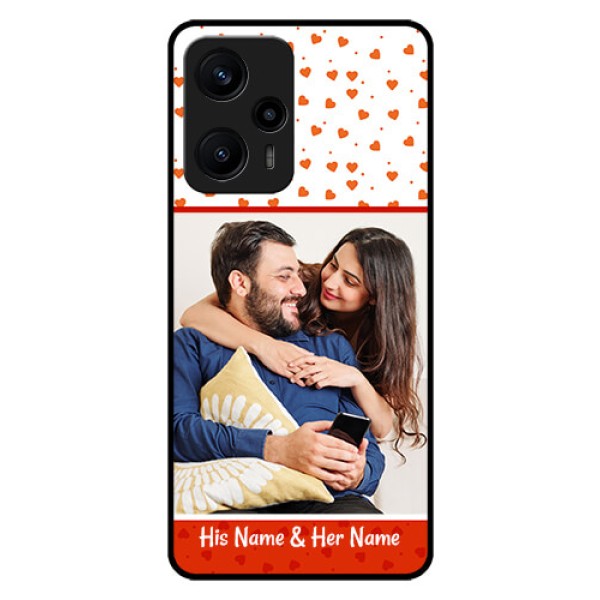 Poco F5 Custom Glass Phone Case - Orange Love Symbol Design
