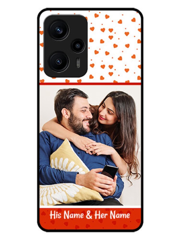 Custom Poco F5 Custom Glass Phone Case - Orange Love Symbol Design