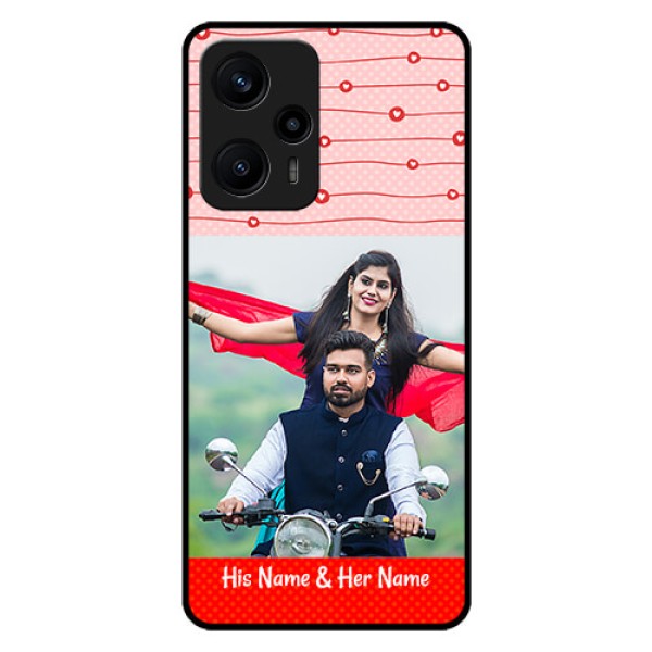 Poco F5 Personalized Glass Phone Case - Red Pattern Case Design