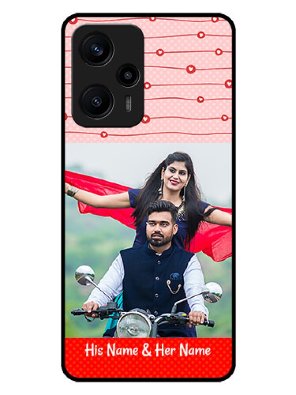 Custom Poco F5 Personalized Glass Phone Case - Red Pattern Case Design