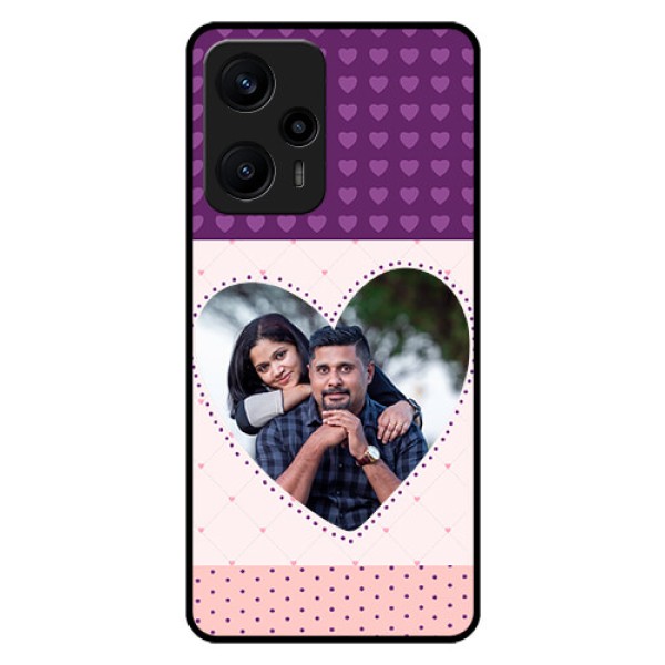 Poco F5 Custom Glass Phone Case - Violet Love Dots Design