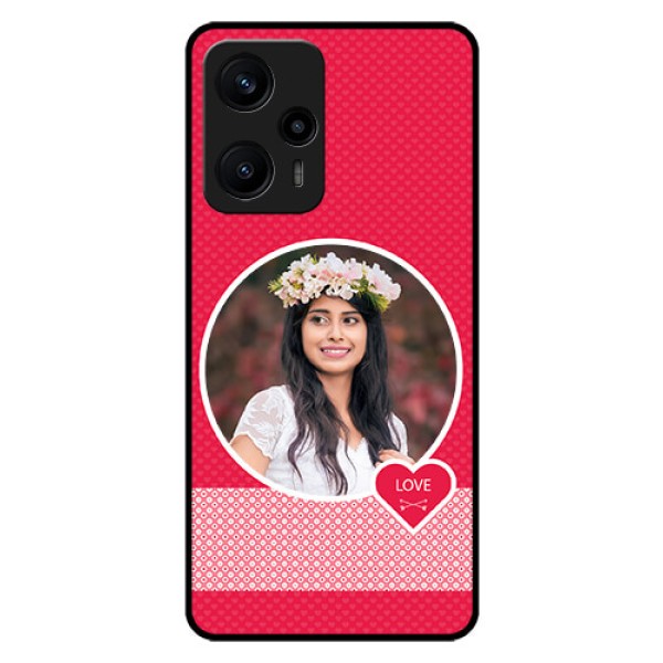 Poco F5 Personalised Glass Phone Case - Pink Pattern Design