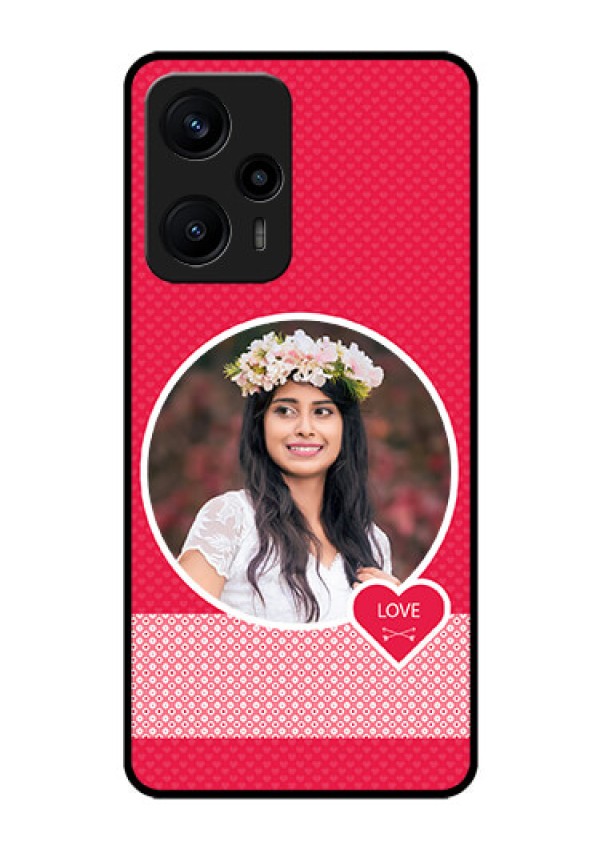 Poco F5 Personalised Glass Phone Case - Pink Pattern Design