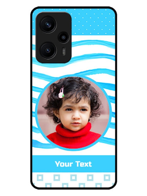 Custom Poco F5 Custom Glass Phone Case - Simple Blue Case Design