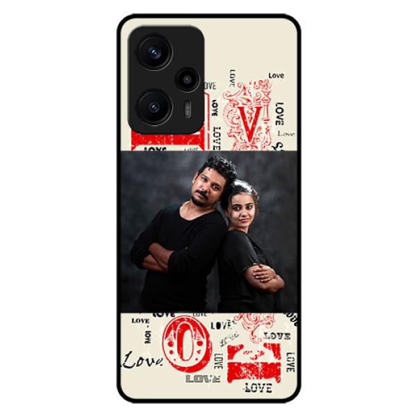 Poco F5 Photo Printing on Glass Case - Trendy Love Design Case