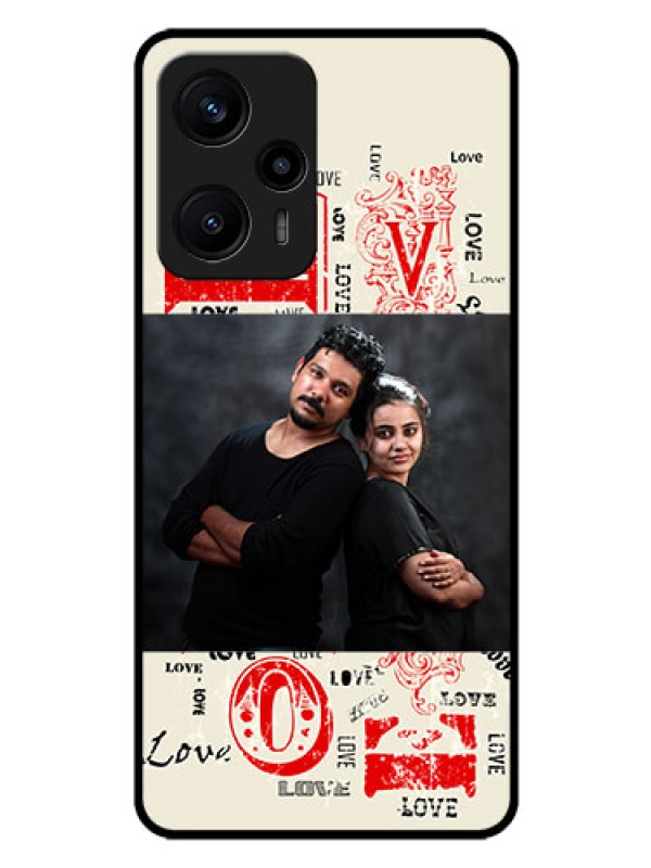 Custom Poco F5 Photo Printing on Glass Case - Trendy Love Design Case