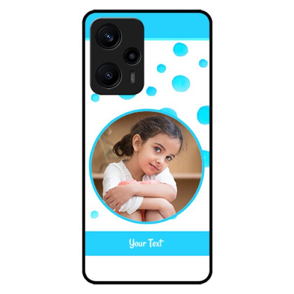 Poco F5 Photo Printing on Glass Case - Blue Bubbles Pattern Design Poco F5 Photo Printing on Glass Case - Blue Bubbles Pattern Design