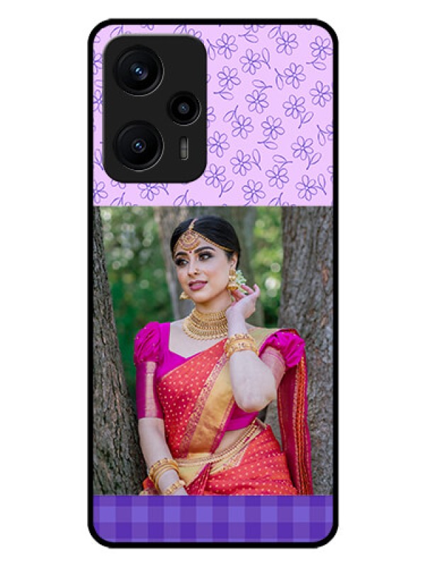 Custom Poco F5 Custom Glass Phone Case - Purple Floral Design