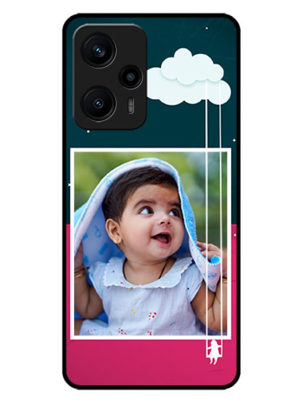 Custom Poco F5 Custom Glass Phone Case - Cute Girl with Cloud Design