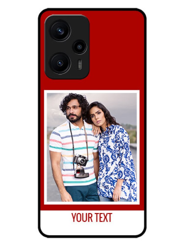 Custom Poco F5 Personalized Glass Phone Case - Simple Red Color Design