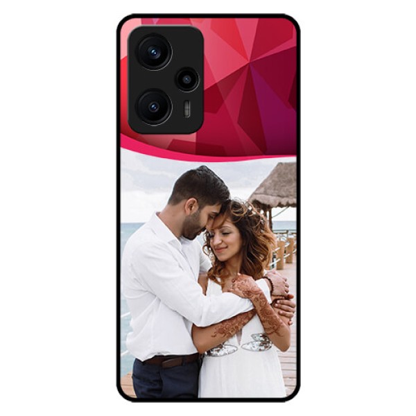 Poco F5 Custom Glass Mobile Case - Red Abstract Design