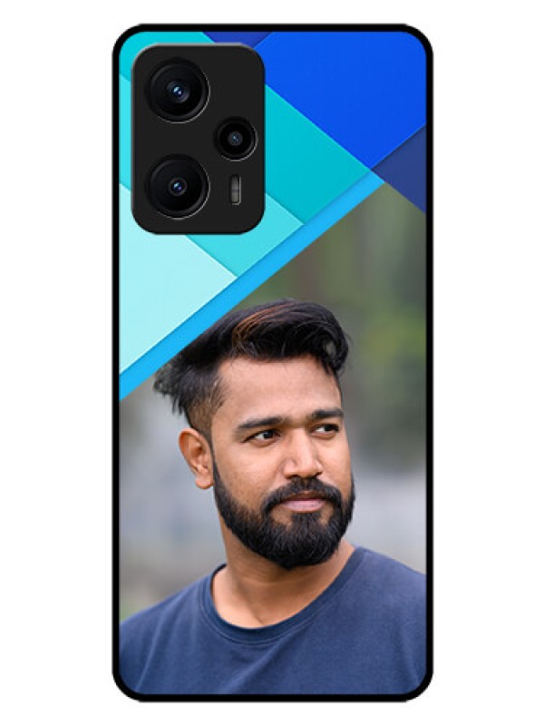 Custom Poco F5 Custom Glass Phone Case - Blue Pattern Design