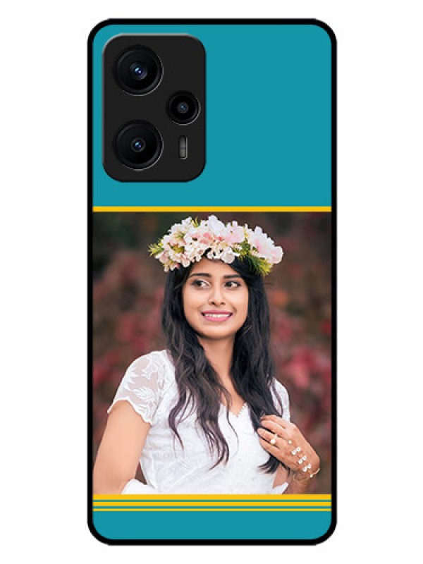 Custom Poco F5 Custom Glass Phone Case - Yellow & Blue Design