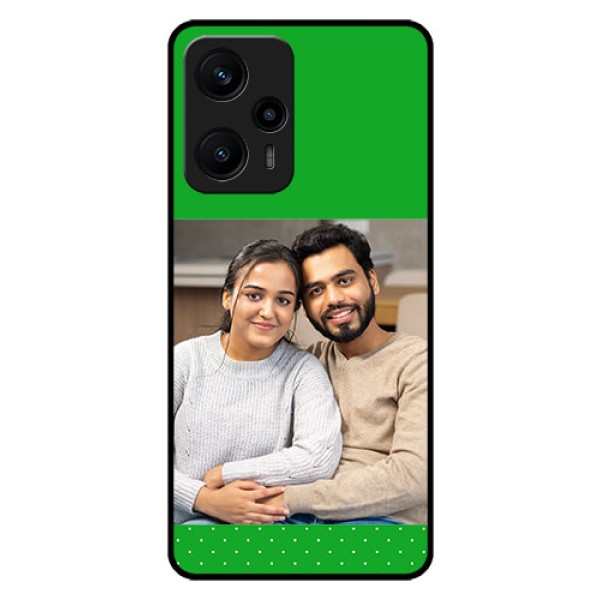 Poco F5 Personalized Glass Phone Case - Green Pattern Design