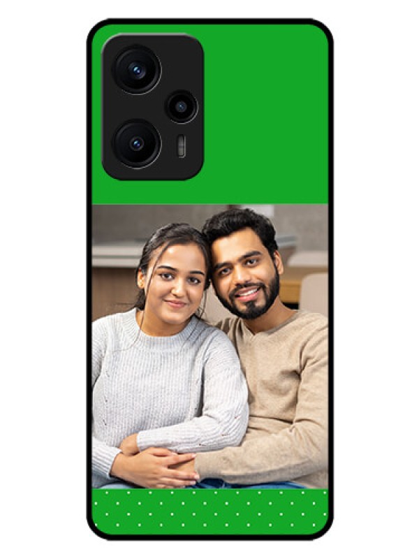 Custom Poco F5 Personalized Glass Phone Case - Green Pattern Design