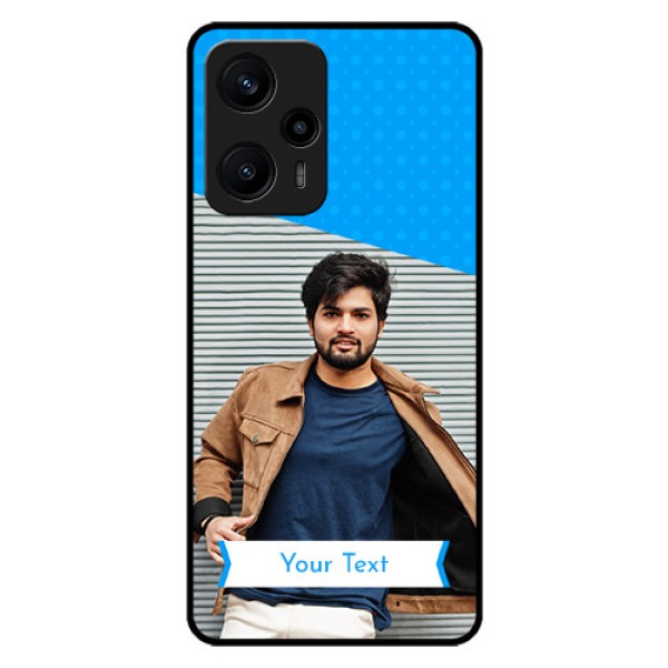 Poco F5 Photo Printing on Glass Case - Simple Blue Color Design