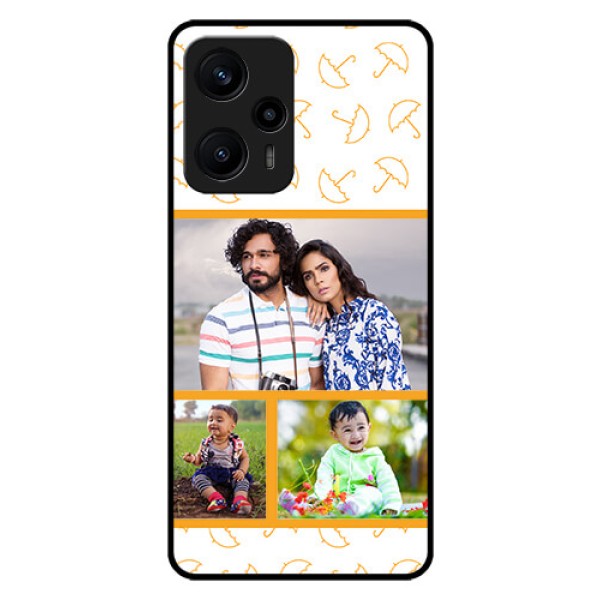 Poco F5 Custom Glass Mobile Case - Yellow Pattern Design