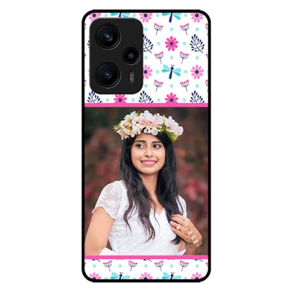 Poco F5 Photo Printing on Glass Case - Colorful Flower Design