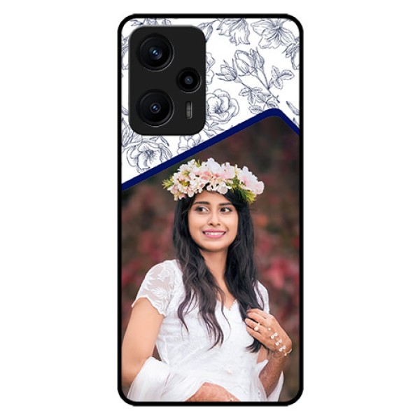 Poco F5 Personalized Glass Phone Case - Premium Floral Design