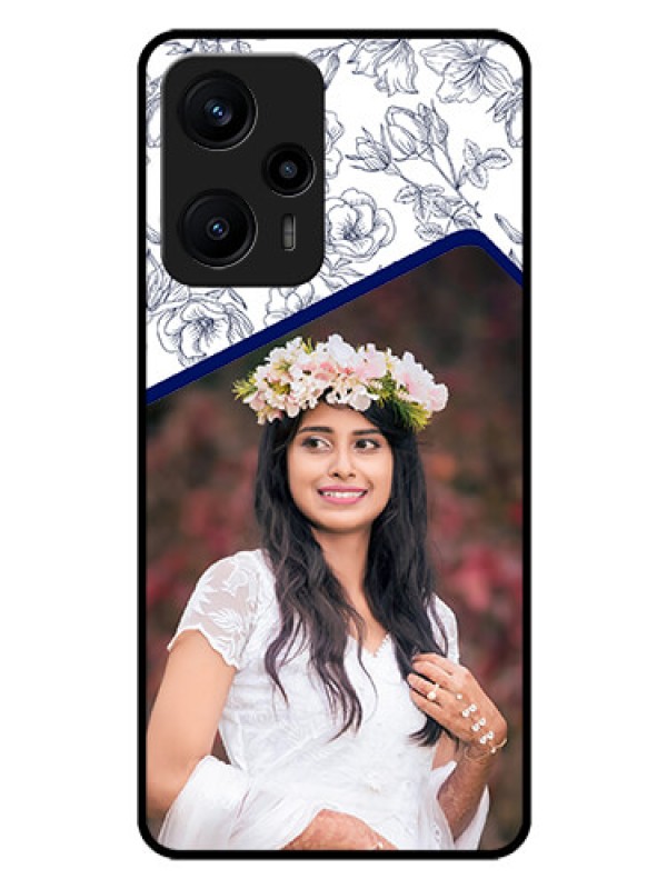 Custom Poco F5 Personalized Glass Phone Case - Premium Floral Design
