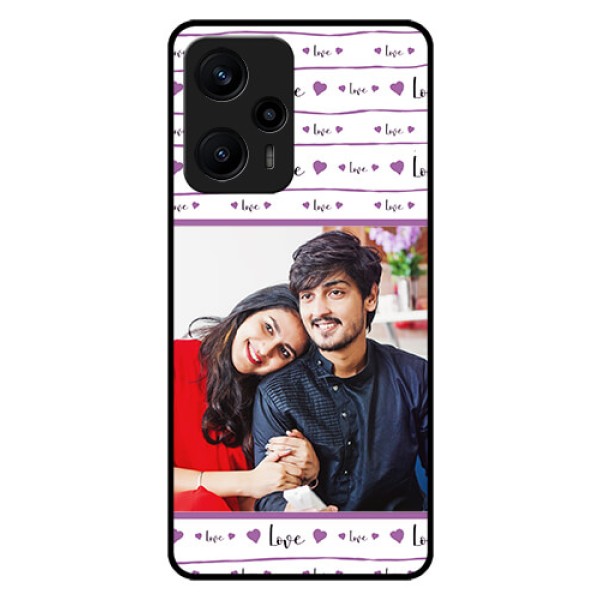 Poco F5 Custom Glass Mobile Case - Couples Heart Design