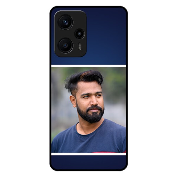 Poco F5 Personalized Glass Phone Case - Simple Royal Blue Design Poco F5 Personalized Glass Phone Case - Simple Royal Blue Design
