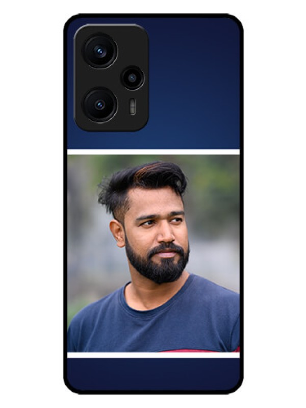 Custom Poco F5 Personalized Glass Phone Case - Simple Royal Blue Design