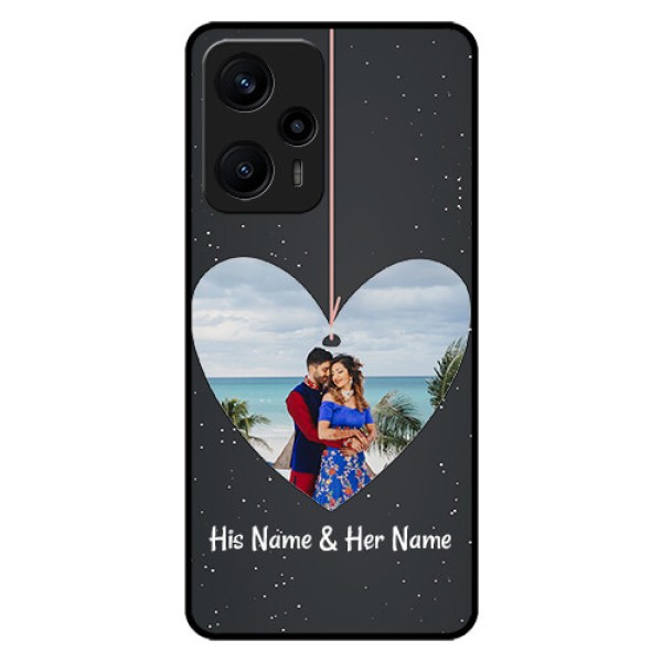 Poco F5 Custom Glass Phone Case - Hanging Heart Design
