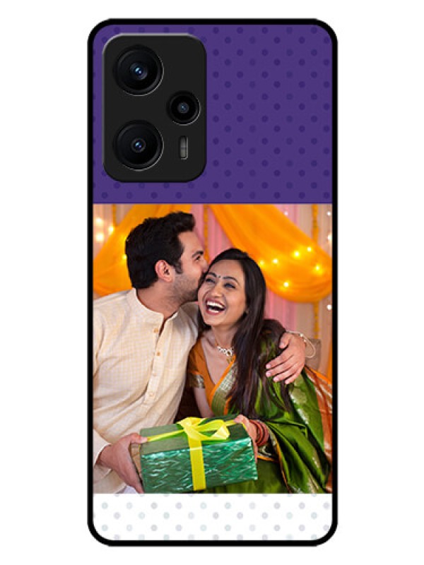Custom Poco F5 Personalized Glass Phone Case - Violet Pattern Design