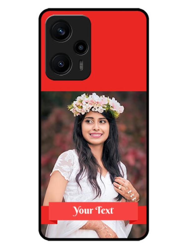 Custom Poco F5 Custom Glass Phone Case - Simple Red Color Design
