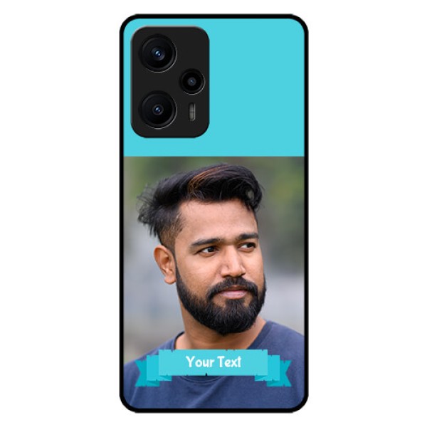 Poco F5 Personalized Glass Phone Case - Simple Blue Color Design Poco F5 Personalized Glass Phone Case - Simple Blue Color Design
