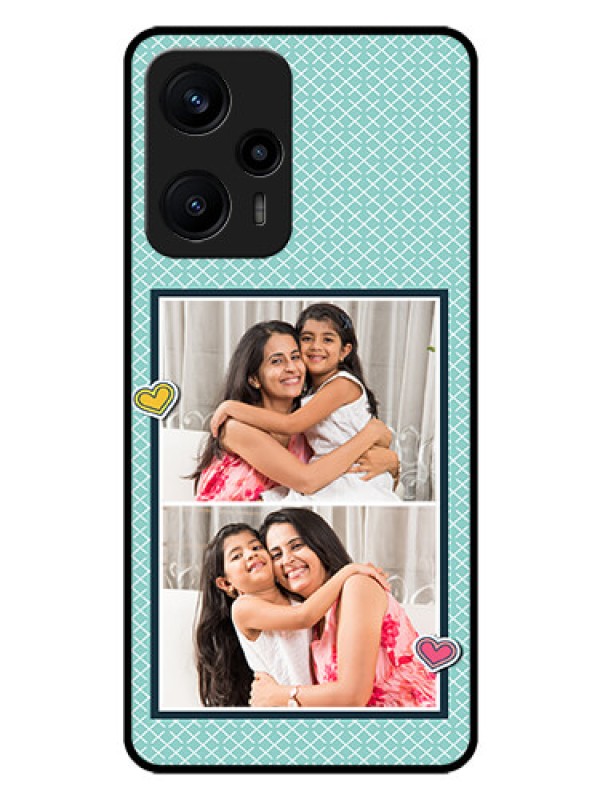 Custom Poco F5 Custom Glass Phone Case - 2 Image Holder with Pattern Design