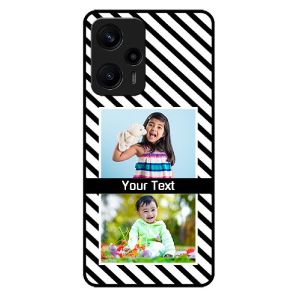 Poco F5 Photo Printing on Glass Case - Black And White Stripes Design Poco F5 Photo Printing on Glass Case - Black And White Stripes Design
