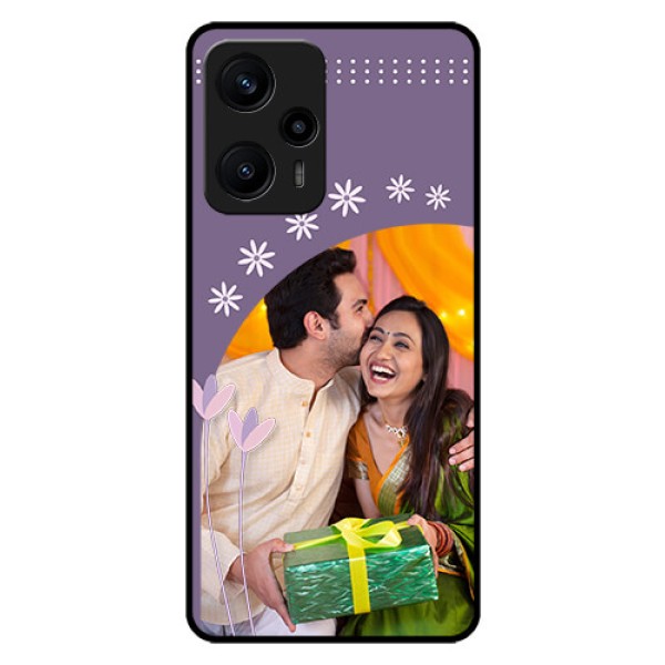 Poco F5 Custom Glass Mobile Case - Lavender flowers design