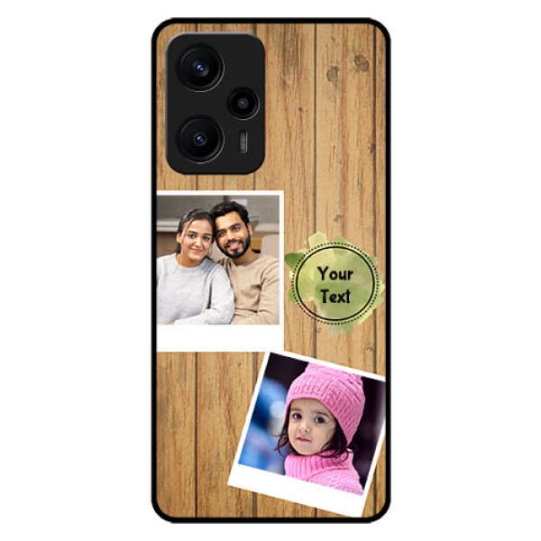 Poco F5 Custom Glass Phone Case - Wooden Texture Design