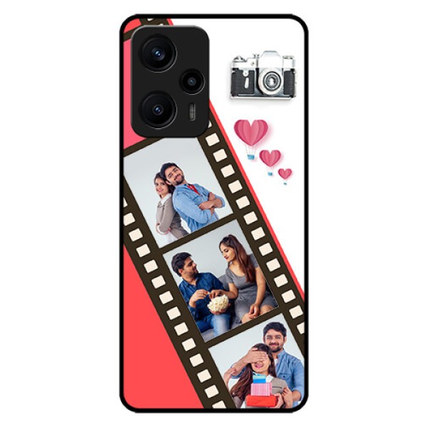 Poco F5 Personalized Glass Phone Case - 3 Image Holder with Film Reel
