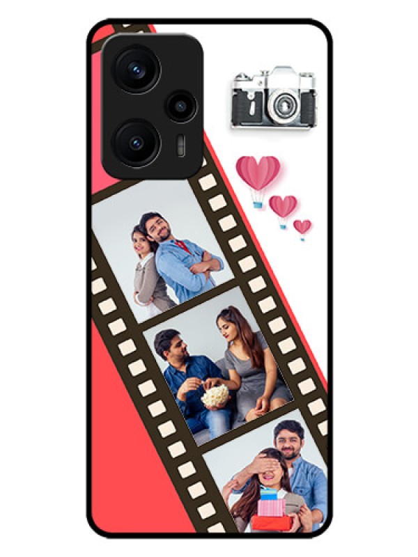 Custom Poco F5 Personalized Glass Phone Case - 3 Image Holder with Film Reel