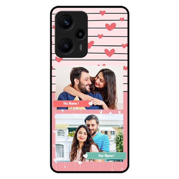 Poco F5 Custom Glass Mobile Case - Photo with Heart Design