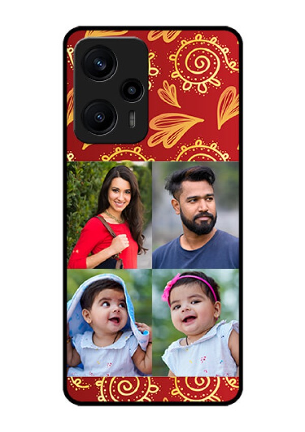 Poco F5 Photo Printing on Glass Case - 4 Image Traditional Design