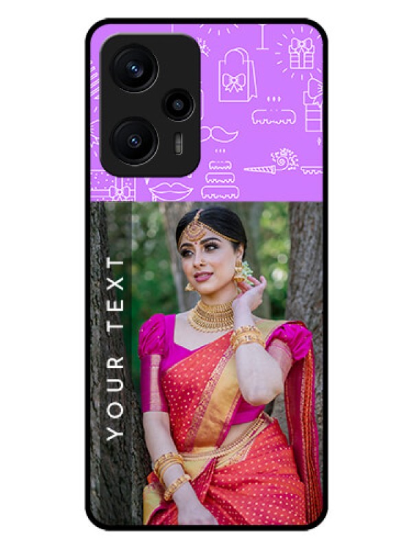 Custom Poco F5 Custom Glass Mobile Case - Birthday Icons Design