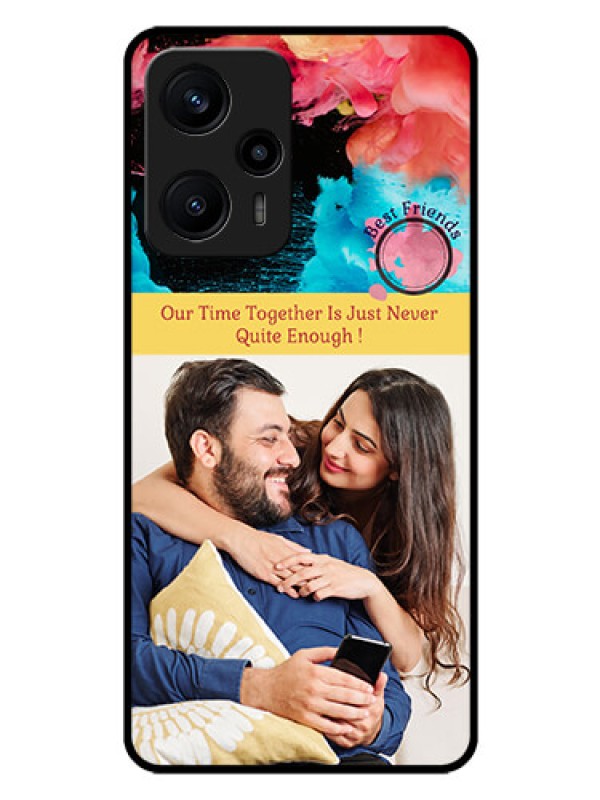 Custom Poco F5 Custom Glass Mobile Case - Quote with Acrylic Painting Design